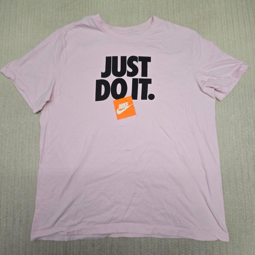 Nike Sportswear Shirt Mens XL Pink Short Sleeve Just Do It Logo Graphic Tee